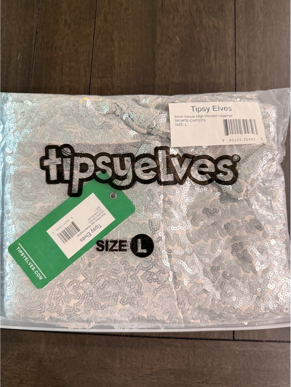 NWT Tipsy Elves Silver Sequin High Waisted Leggings Size Large - Picture 6 of 7